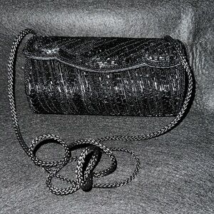 Elegant Black Beaded Clutch